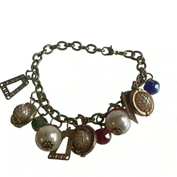 Vintage Gold beaded charm bracelet women’s jewelry dangle - Picture 5 of 6